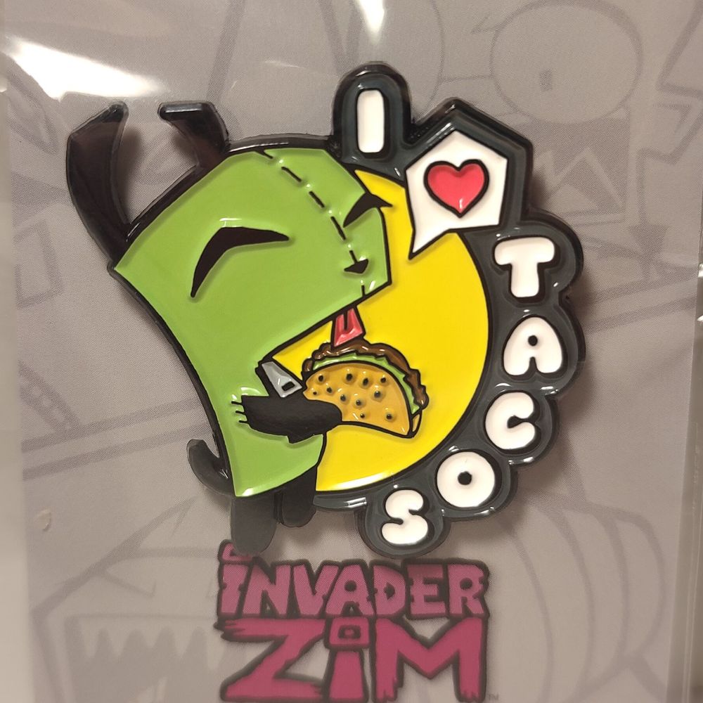 Invader Zim Gir I Love Tacos Enamel Pin Official Nickelodeon Collectible Brooch